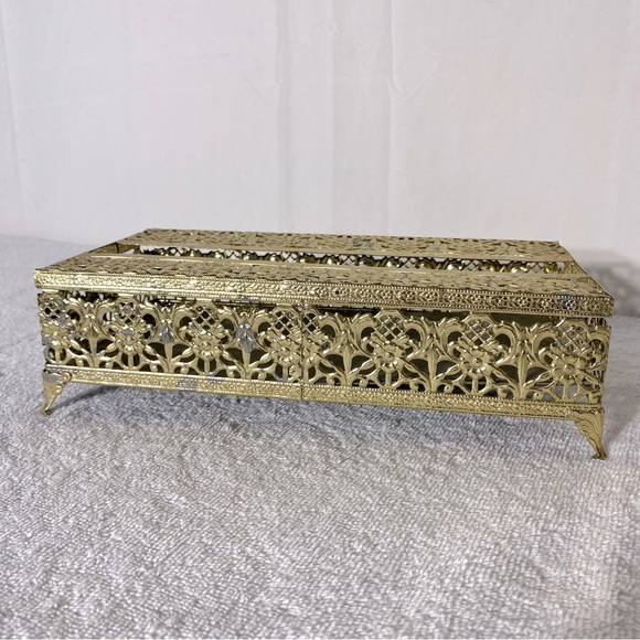Vintage Gold Tone Metal Tissue Box Cover - Picture 12 of 12
